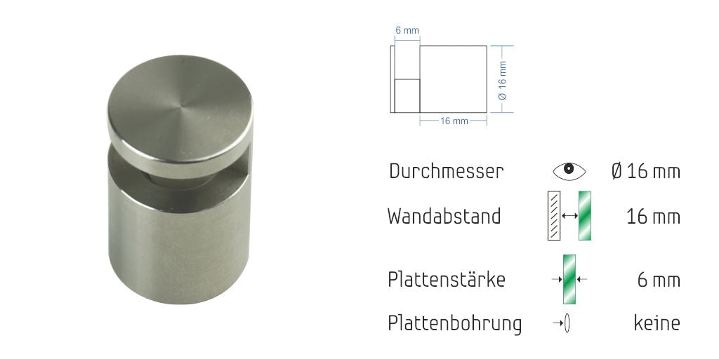 Abstandshalter Nützen klein zur Klemmbefestigung - Ø 16 mm WA: 16 mm