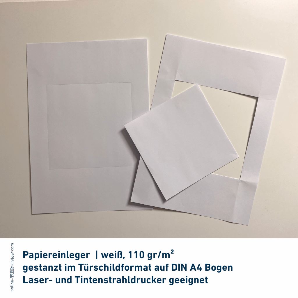5 Papiereinlagen für Türschild Schleswig Größe A3 Papiereinlagen 148 mm x 167 mm