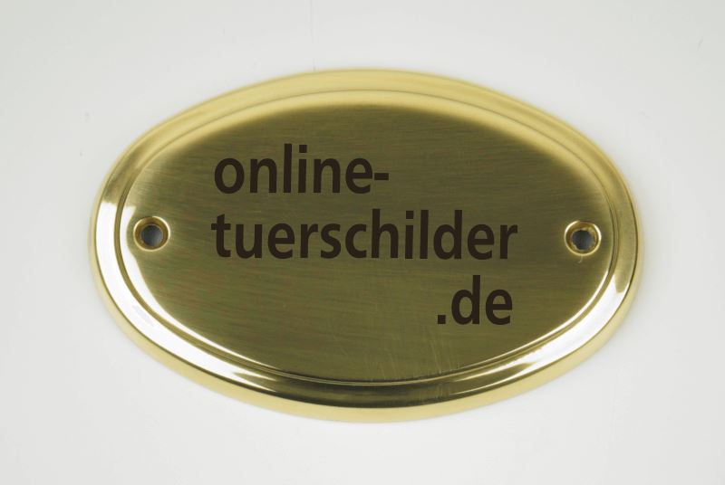 Messingschild 110 x 70 mm mit Ihrem Wunschtext Messingschild Oval online-tuerschilder.com