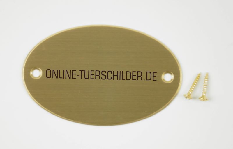 Messingschild 110 x 70 mm mit Ihrem Wunschtext Messingschild Oval online-tuerschilder.com