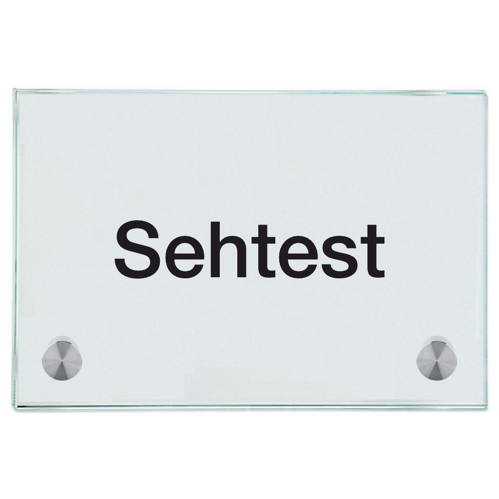 Praxisschild aus Glas Sehtest 4