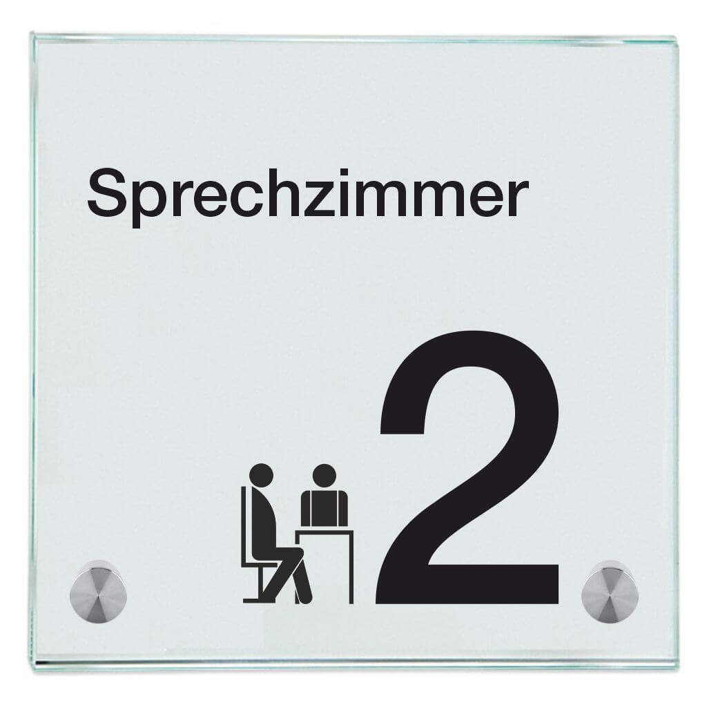 Praxisschild aus Glas Sprechzimmer 2 5