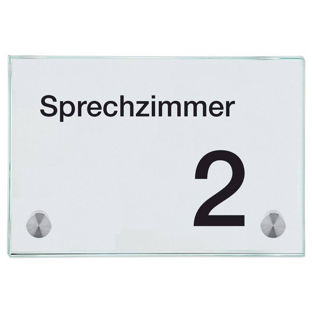 Praxisschild aus Glas Sprechzimmer 2 2
