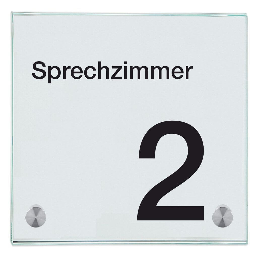 Praxisschild aus Glas Sprechzimmer 2 7