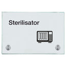 Praxisschild aus Glas Sterilisator mit 2/4 Haltern Praxisschild aus Glas 4