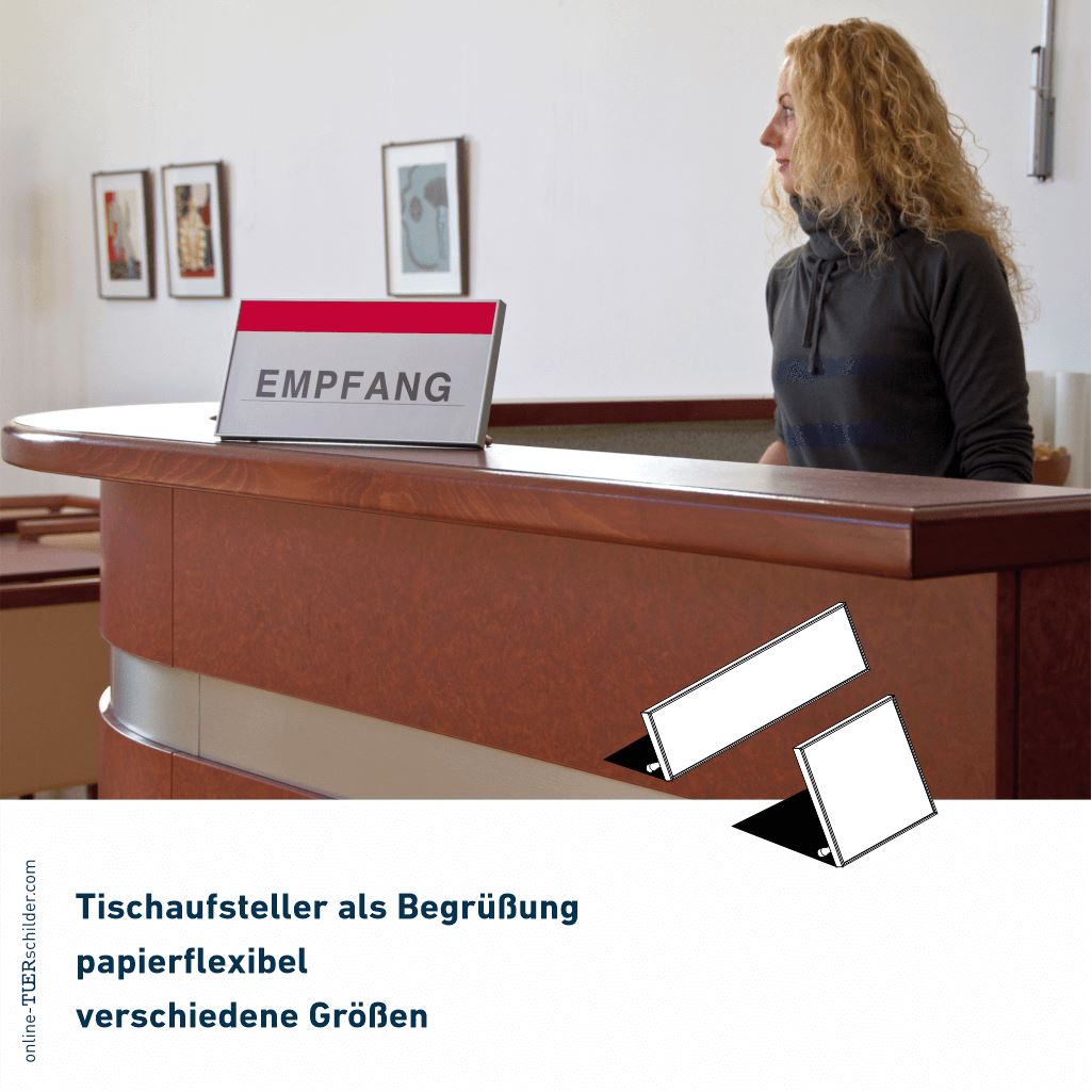 Tischaufsteller für Ihr Büro Sylt - mit Alu Profil und Acrylscheibe mit Alu-Rahmen
