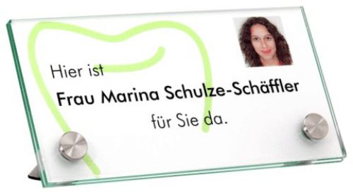 Tischaufsteller Glas und Edelstahl Türschild Büro System Glas und Edelstahl - Türschilder