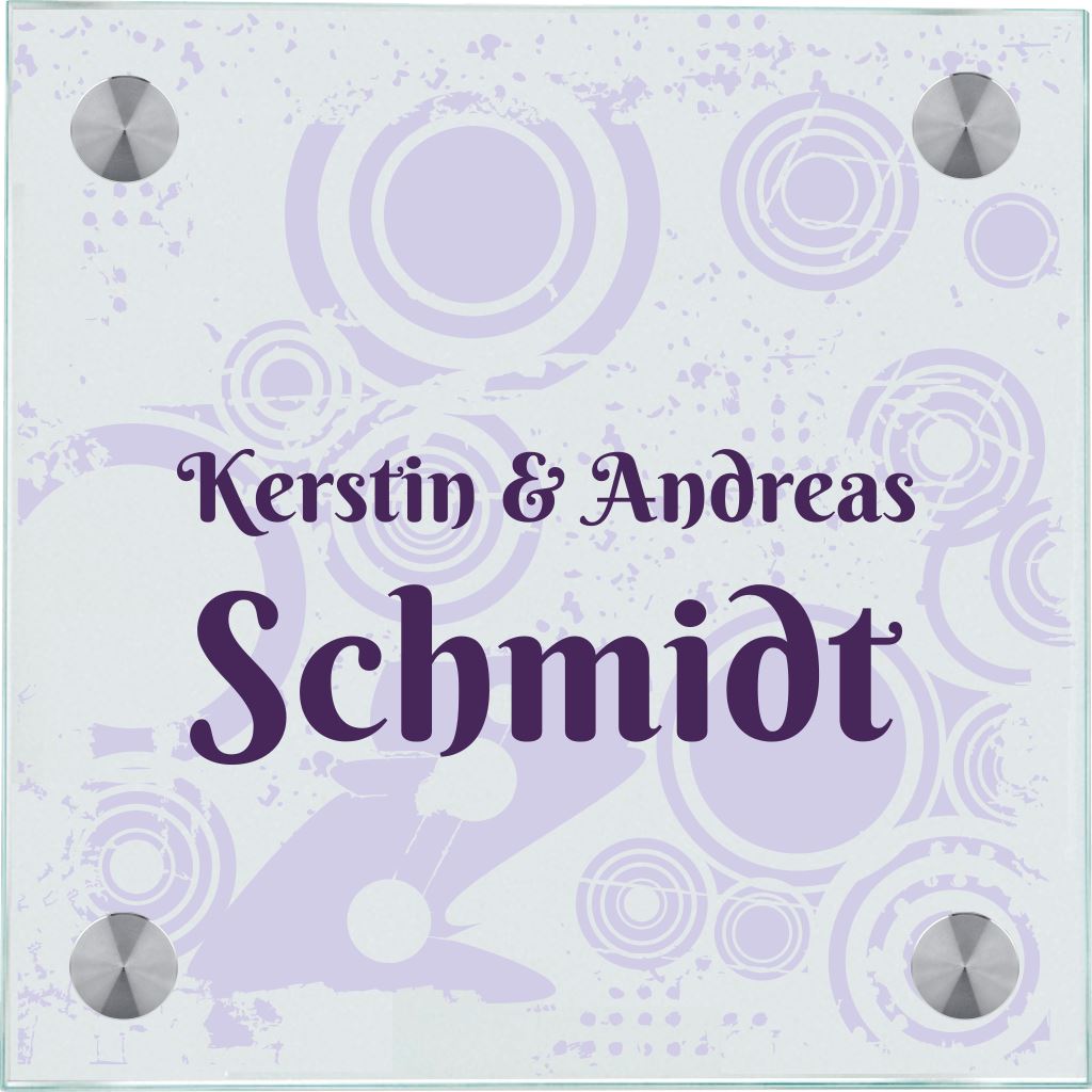 Namensschild Background Grafik mit Ihrem Wunschnamen (3 Entwürfe per Mail) Haustürschild Background Grafik online-tuerschilder.com 130x130mm Lila