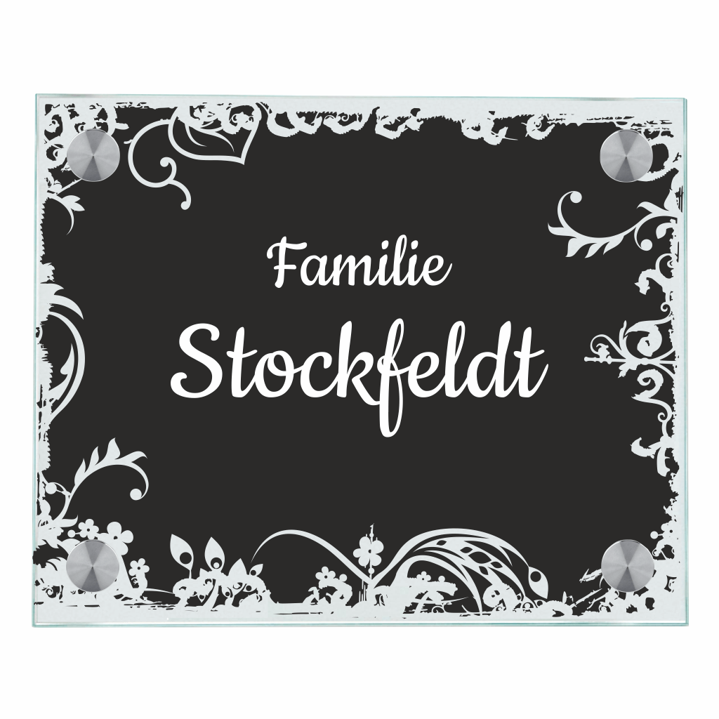 Haustürschilder Background schwarz mit Ihrem Wunschnamen (3 Entwürfe per Mail) Haustürschild Backround schwarz online-tuerschilder.com