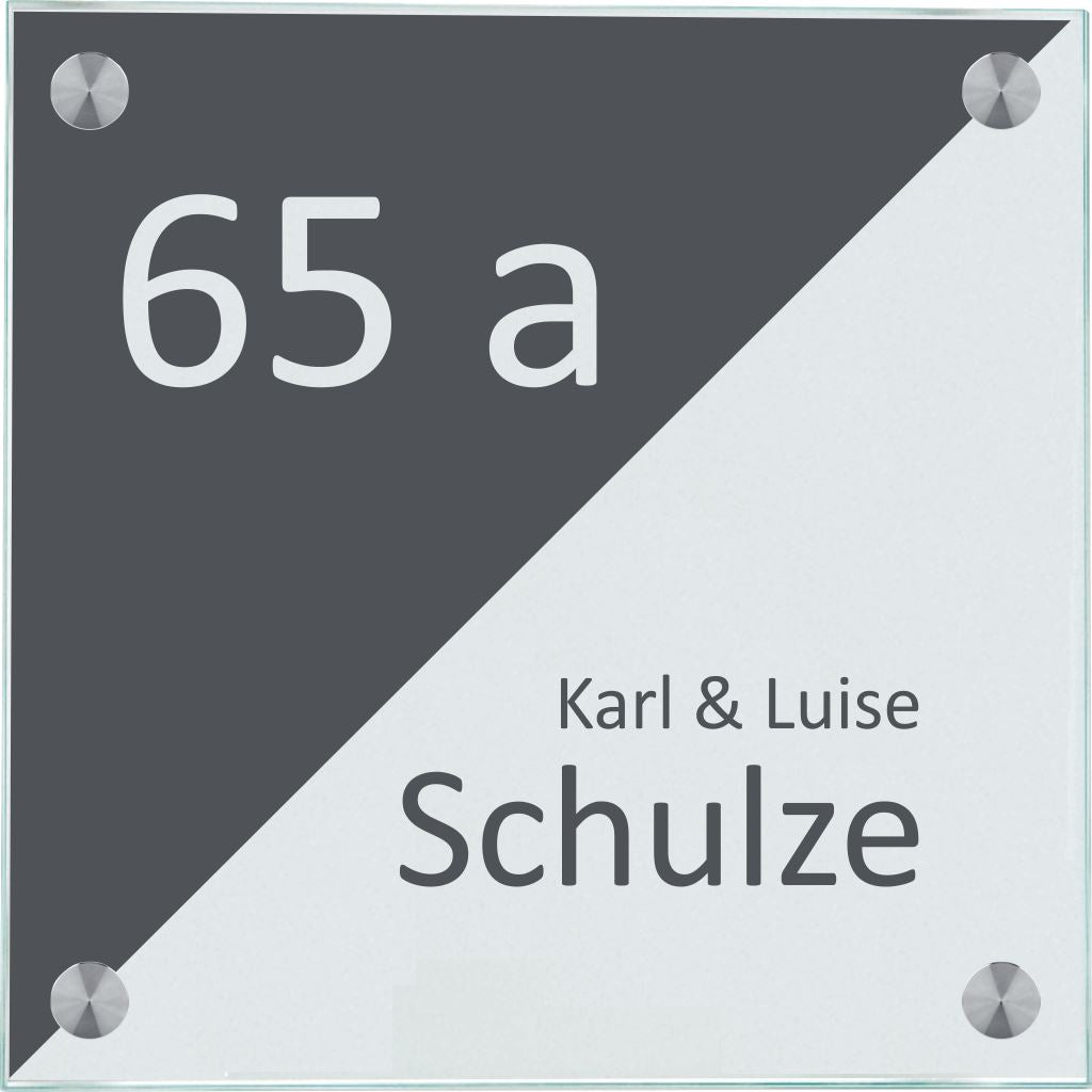 Haustürschilder Diagonal personalisiert Haustürschild Diagonal online-tuerschilder.com 130x130mm Grau
