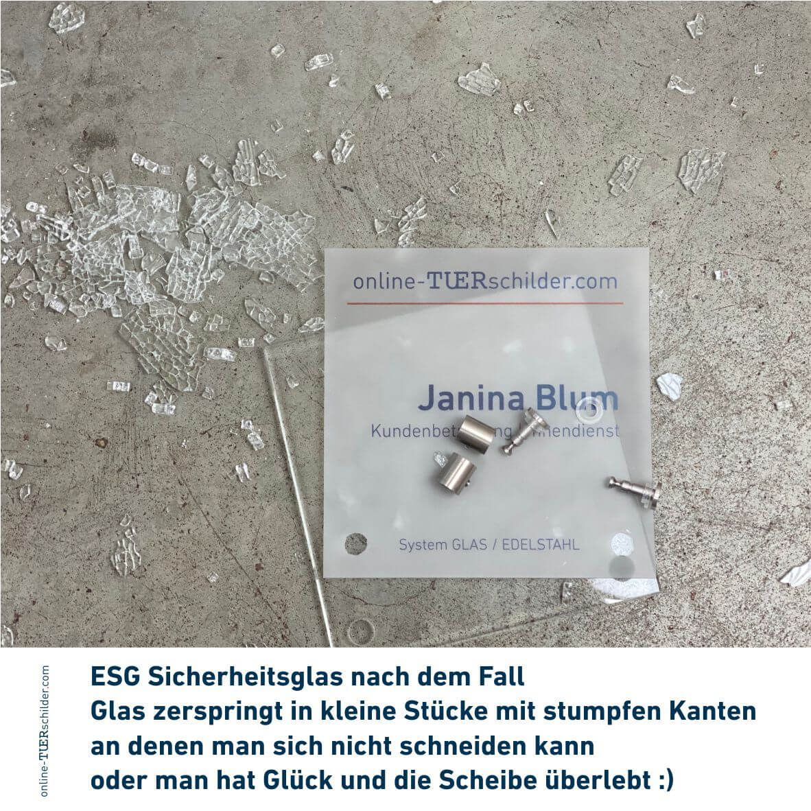 Türschild für Ihr Büro aus Glas mit 2 Haltern 3