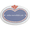 Türschild aus Keramik Rosenblütenumrandung personalisiert Hellblau 