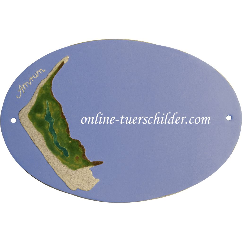 Türschild aus Keramik Insel Amrum personalisiert Türschild Keramik Insel AmrumHellblau