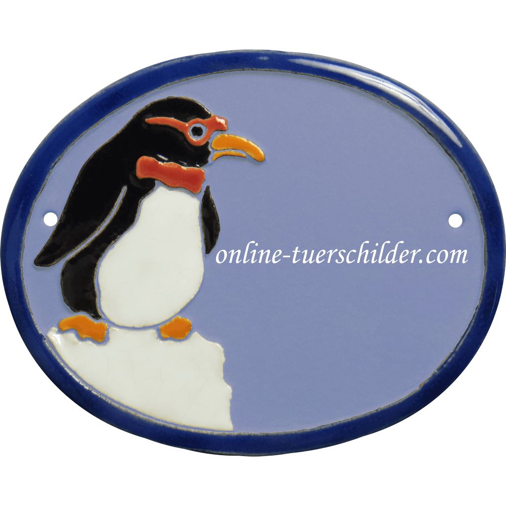 Türschild aus Keramik Pinguin auf Eisscholle 1