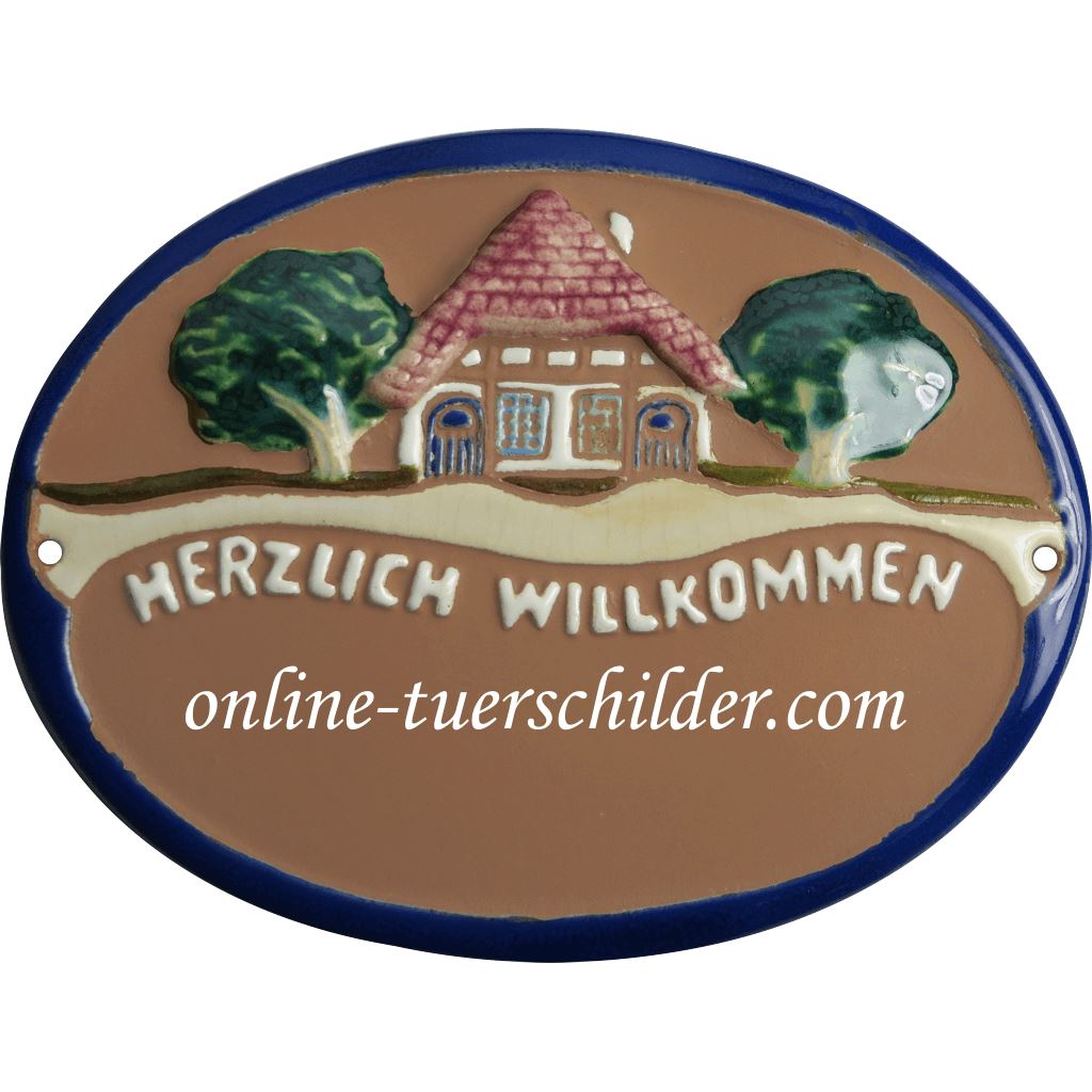 Türschild aus Keramik mit Ihrem Wunschtext personalisiert - Türschilder Braun