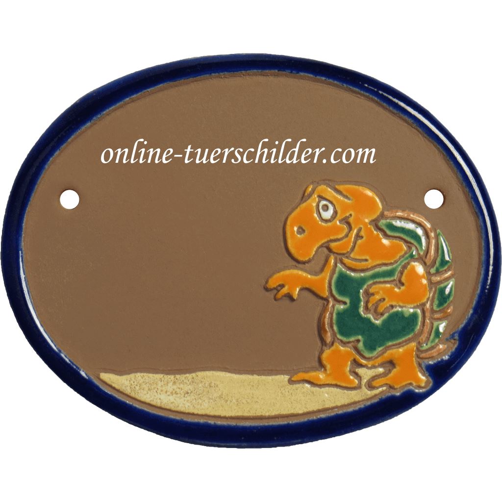 Türschild aus Keramik Schildkröte personalisiert Türschild Keramik Eine alte Schildkröte Braun