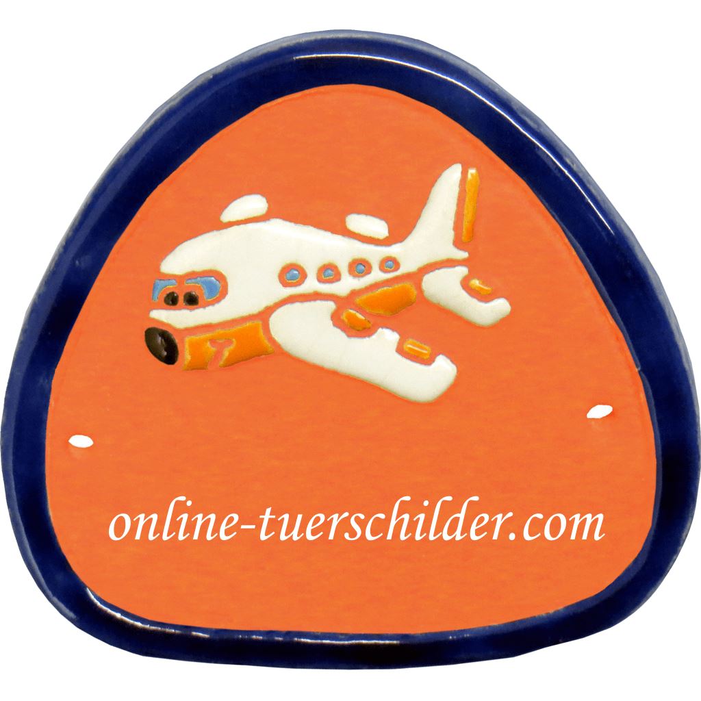 Türschild aus Keramik Flugzeug personalisiert Türschild Keramik Flugzeug Terracotta