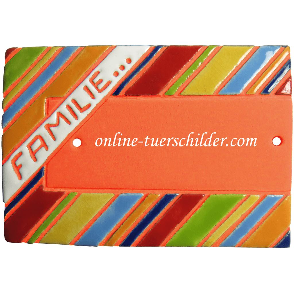 Türschild aus Keramik Streifenmuster personalisiert Türschild Keramik Streifenmuster Terracotta