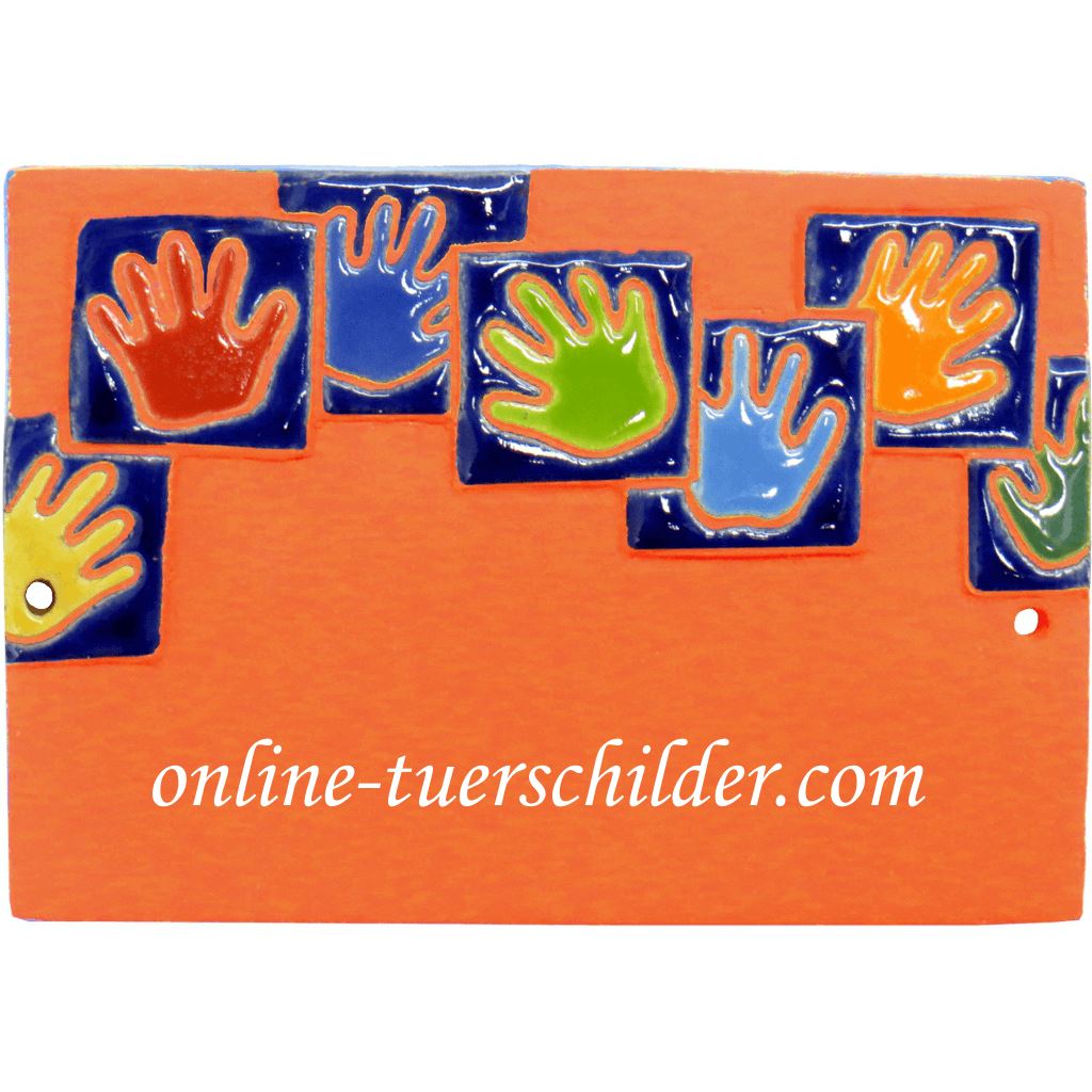 Türschild aus Keramik Händemeer schwarz personalisiert Türschild Keramik Terracotta