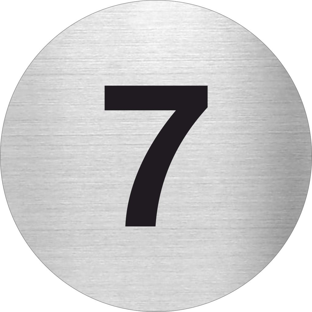 Piktogramm Zahl 7 aus Edelstahl Piktogramme Zahl 7 online-tuerschilder.com Ø 60mm