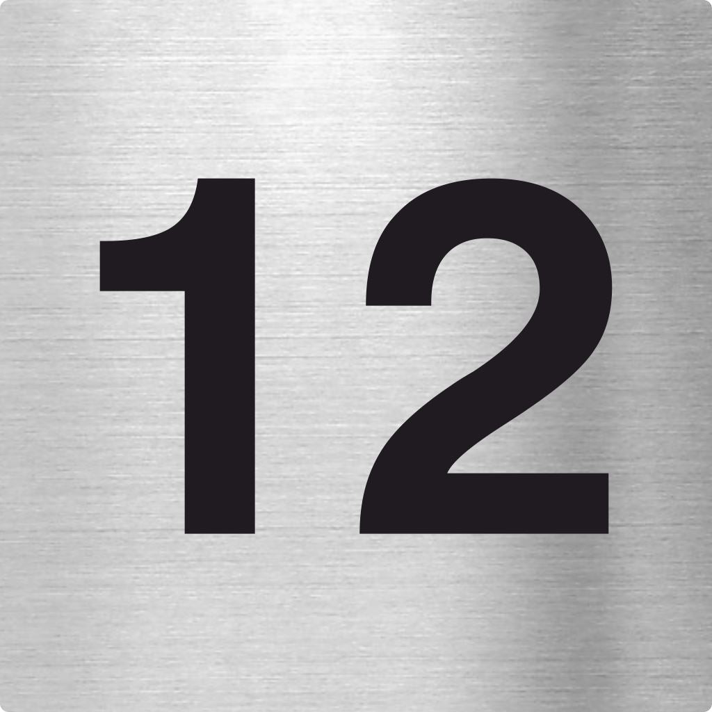 Piktogramm mit der Zahl 12 aus Edelstahl Piktogramme Zahl 12 online-tuerschilder.com 70x70mm