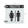Fahnenschild Toiletten mit Balken, 2 Scheiben mit Glasverbinder