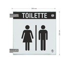 Fahnenschild Toiletten mit Balken, 2 Scheiben mit Glasverbinder