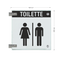 Fahnenschild Toiletten mit Balken, 2 Scheiben mit Glasverbinder