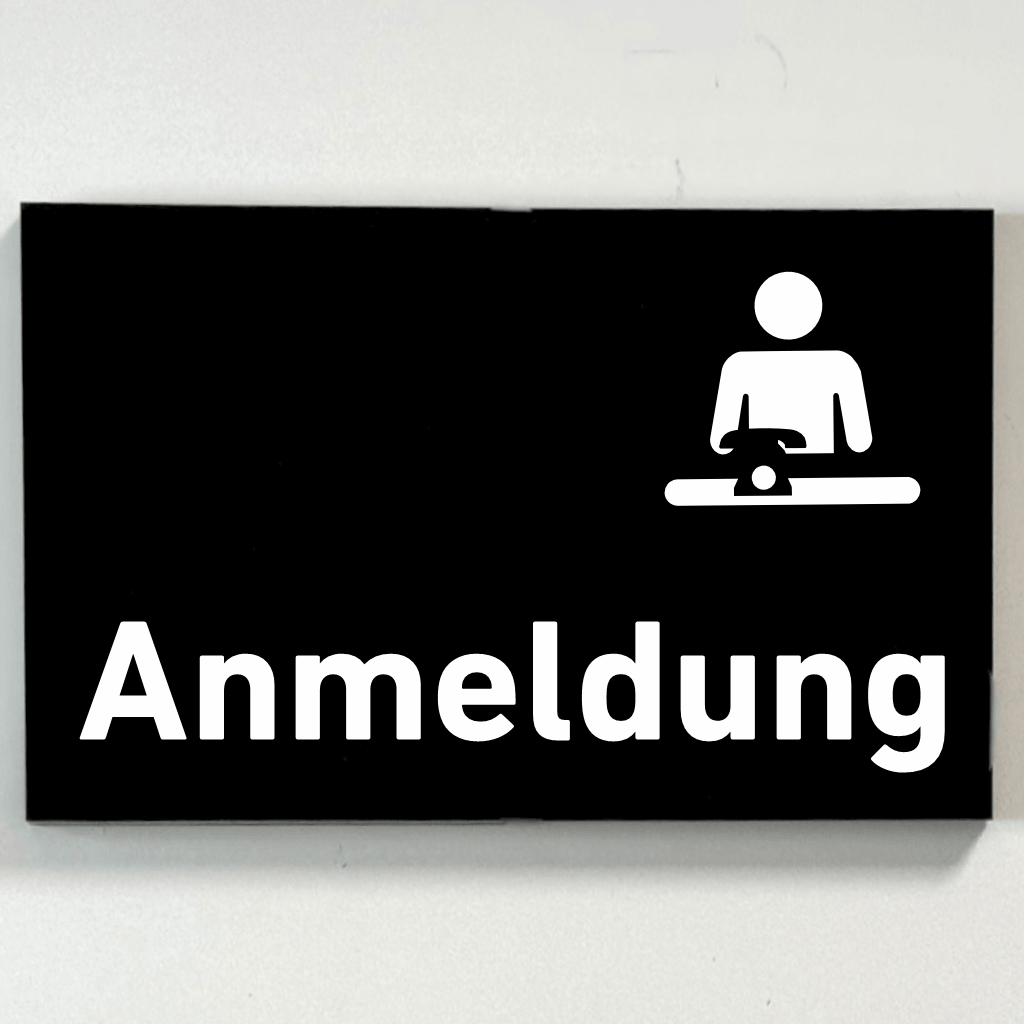 Anmeldung Praxis Schilder aus Acrylglas - Folienaufkleber in 130 x 200 mm
