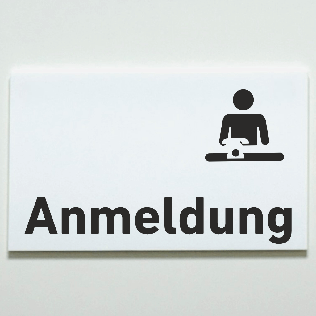 Anmeldung Praxis Schilder aus Acrylglas - Folienaufkleber in 130 x 200 mm