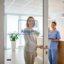 BESTSELLER-Ausgang-Praxisschild-Acrylglas-Folienaufkleber in 130 x 200 mm zum Kleben