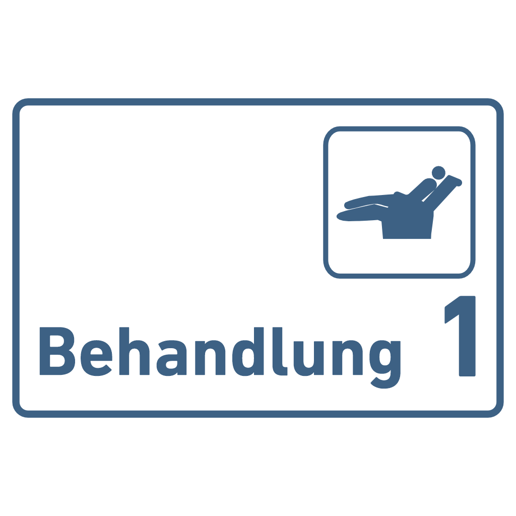 BEHANDLUNG 1-9 Zahnarzt Praxisschild Acrylglas - Folienaufkleber in 130 x 200 mm zum Kleben