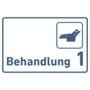 BEHANDLUNG 1-9 Zahnarzt-Praxisschild-Acrylglas-Folienaufkleber in 130 x 200 mm zum Kleben