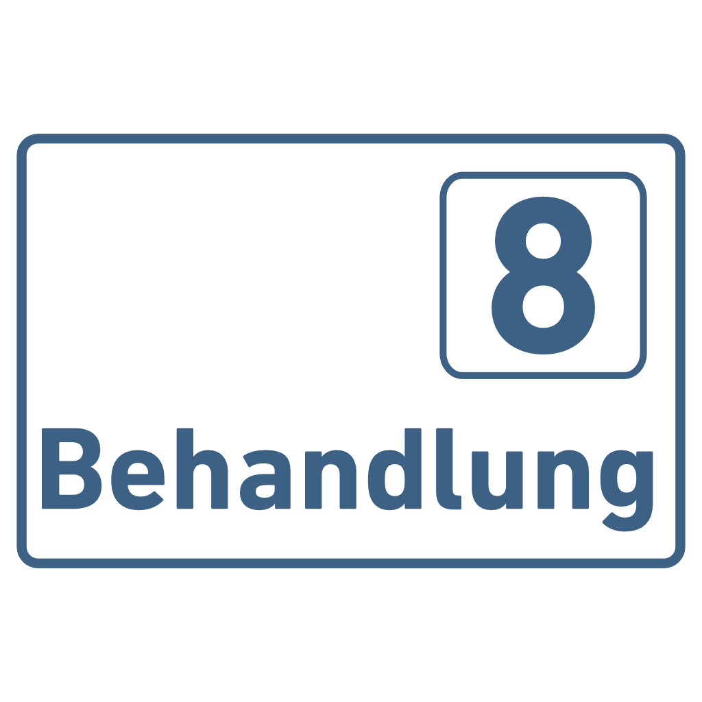 Behandlung 1-9-Praxisschilder Acrylglas-Folienaufkleber in 130 x 200 mm zum Kleben