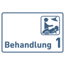 Behandlung 1-9 mit Piktogramm-Praxisschild-Acrylglas-Folienaufkleber in 130 x 200 mm zum Kleben