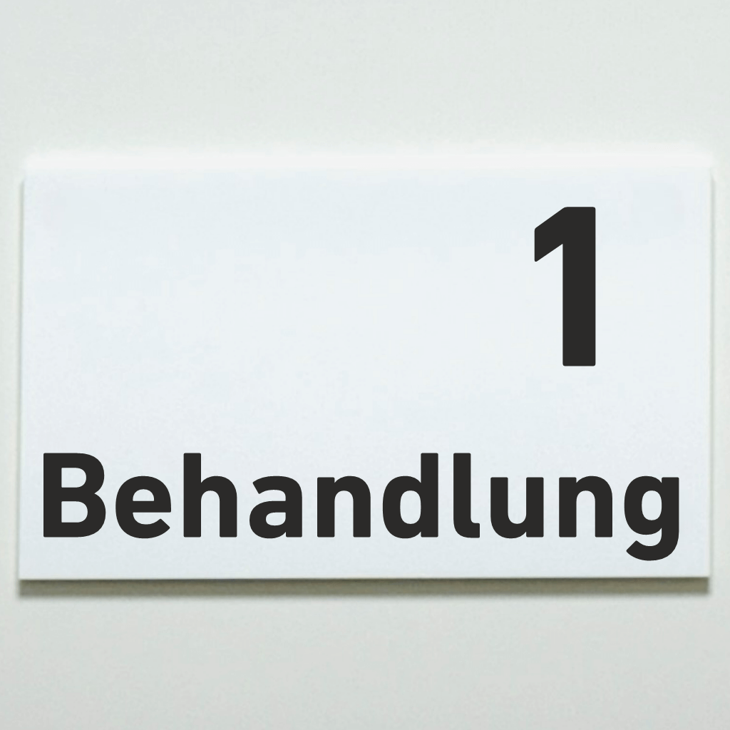 Behandlung 1-9-Praxisschilder Acrylglas-Folienaufkleber in 130 x 200 mm zum Kleben