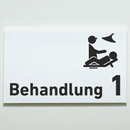 Behandlung 1-9 mit Piktogramm-Praxisschild-Acrylglas-Folienaufkleber in 130 x 200 mm zum Kleben