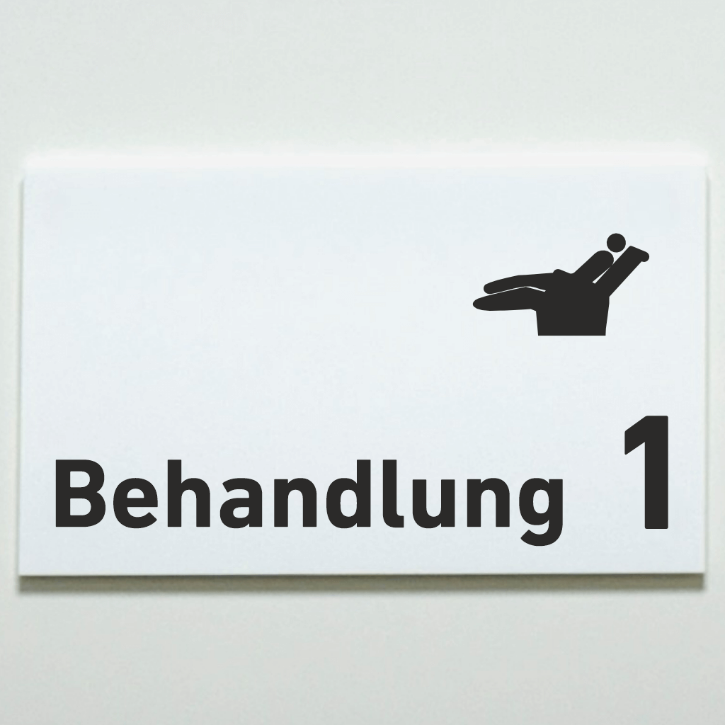 BEHANDLUNG 1-9 Zahnarzt Praxisschild Acrylglas - Folienaufkleber in 130 x 200 mm zum Kleben