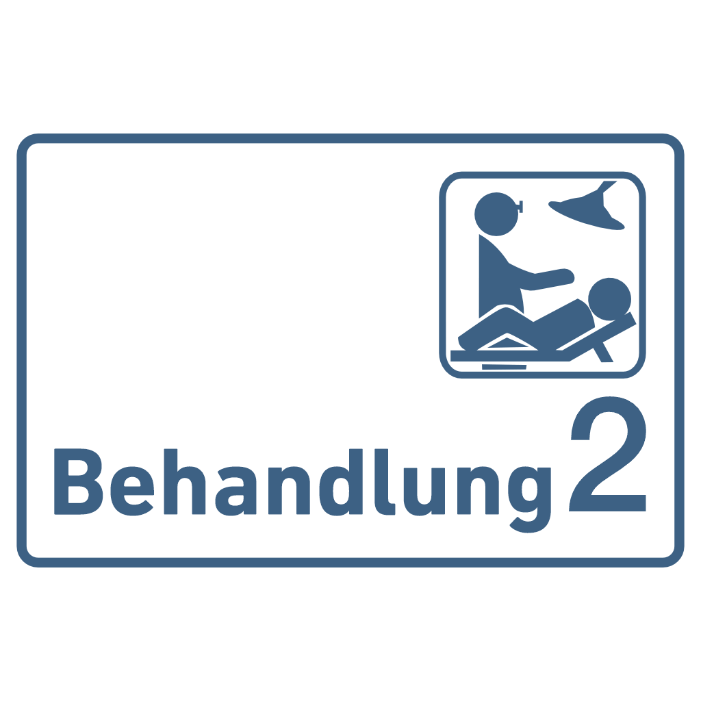 Behandlung 1-9 mit Piktogramm Praxisschild Acrylglas-Folienaufkleber in 130 x 200 mm zum Kleben