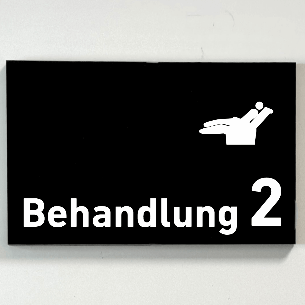 BEHANDLUNG 1-9 Zahnarzt Praxisschild Acrylglas - Folienaufkleber in 130 x 200 mm zum Kleben