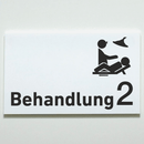 Behandlung 1-9 mit Piktogramm-Praxisschild-Acrylglas-Folienaufkleber in 130 x 200 mm zum Kleben