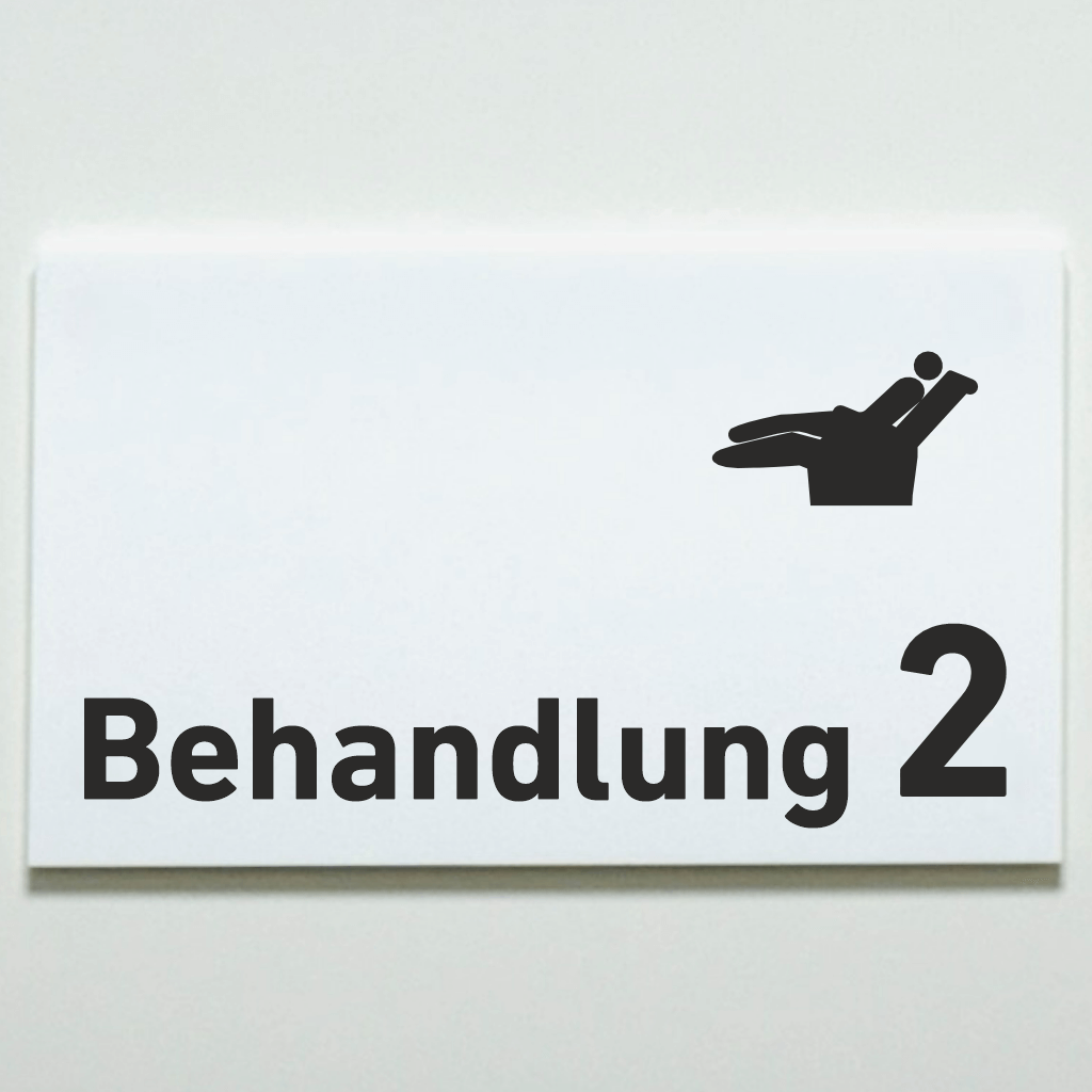 BEHANDLUNG 1-9 Zahnarzt Praxisschild Acrylglas - Folienaufkleber in 130 x 200 mm zum Kleben
