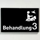 Behandlung 1-9 mit Piktogramm-Praxisschild-Acrylglas-Folienaufkleber in 130 x 200 mm zum Kleben