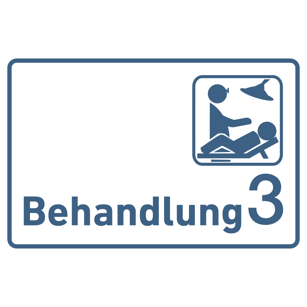 Behandlung 1-9 mit Piktogramm Praxisschild Acrylglas-Folienaufkleber in 130 x 200 mm zum Kleben