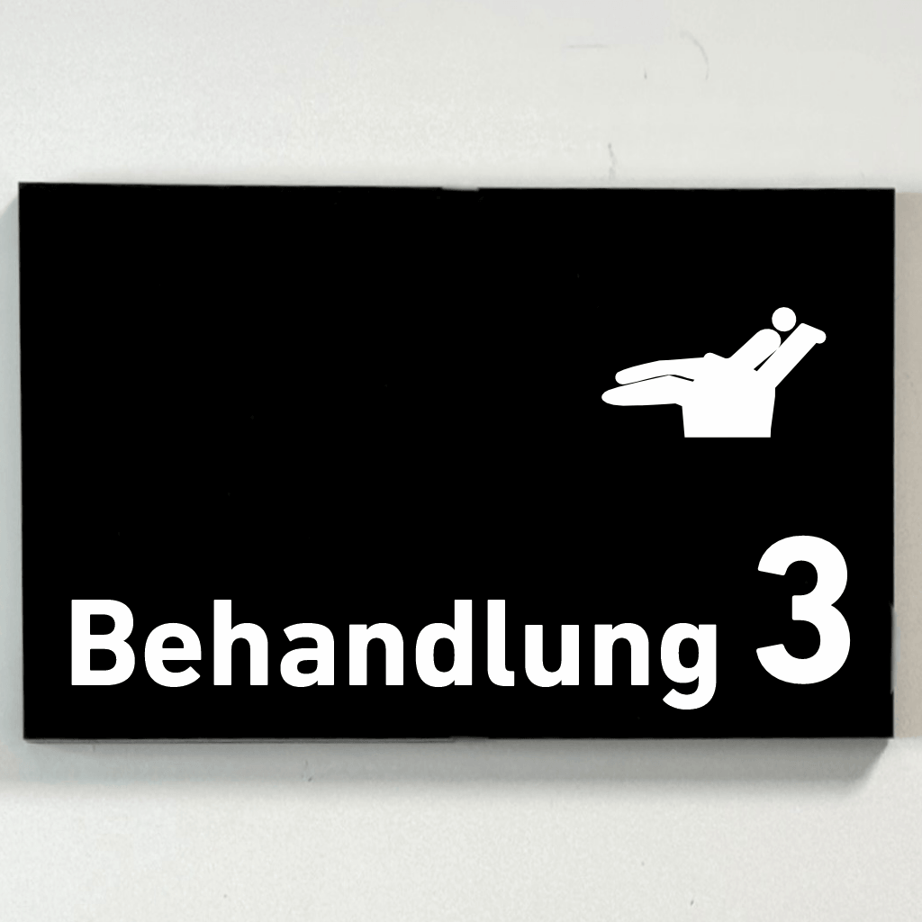 BEHANDLUNG 1-9 Zahnarzt Praxisschild Acrylglas - Folienaufkleber in 130 x 200 mm zum Kleben