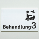 Behandlung 1-9 mit Piktogramm-Praxisschild-Acrylglas-Folienaufkleber in 130 x 200 mm zum Kleben