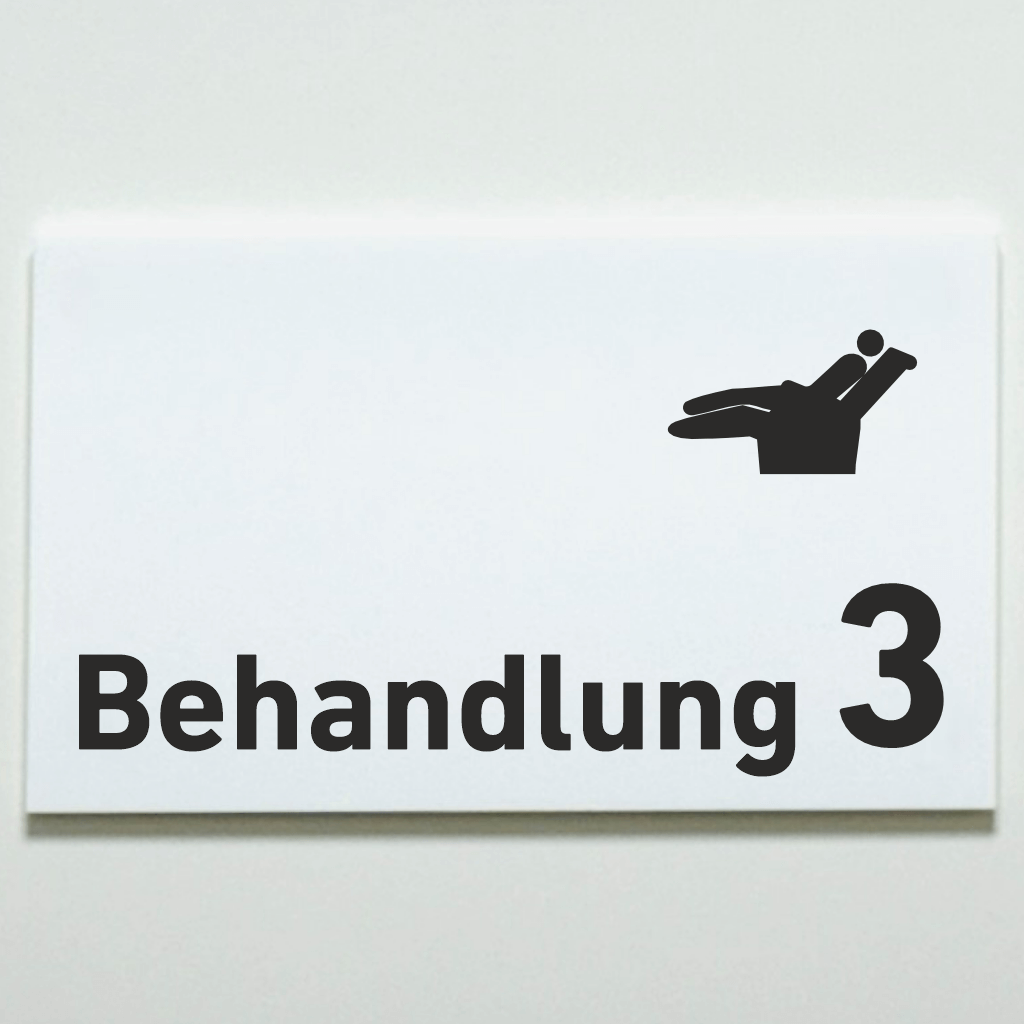 BEHANDLUNG 1-9 Zahnarzt Praxisschild Acrylglas - Folienaufkleber in 130 x 200 mm zum Kleben