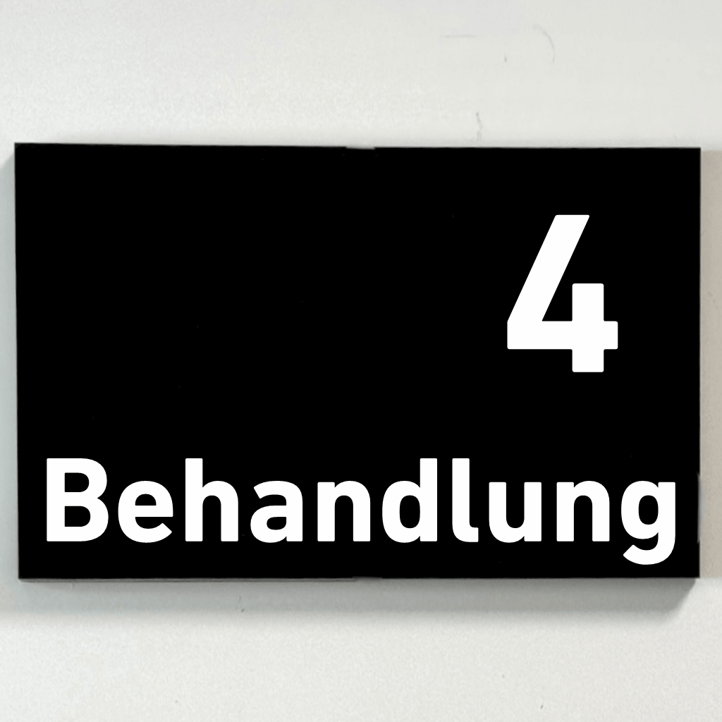 Behandlung 1-9-Praxisschilder Acrylglas-Folienaufkleber in 130 x 200 mm zum Kleben