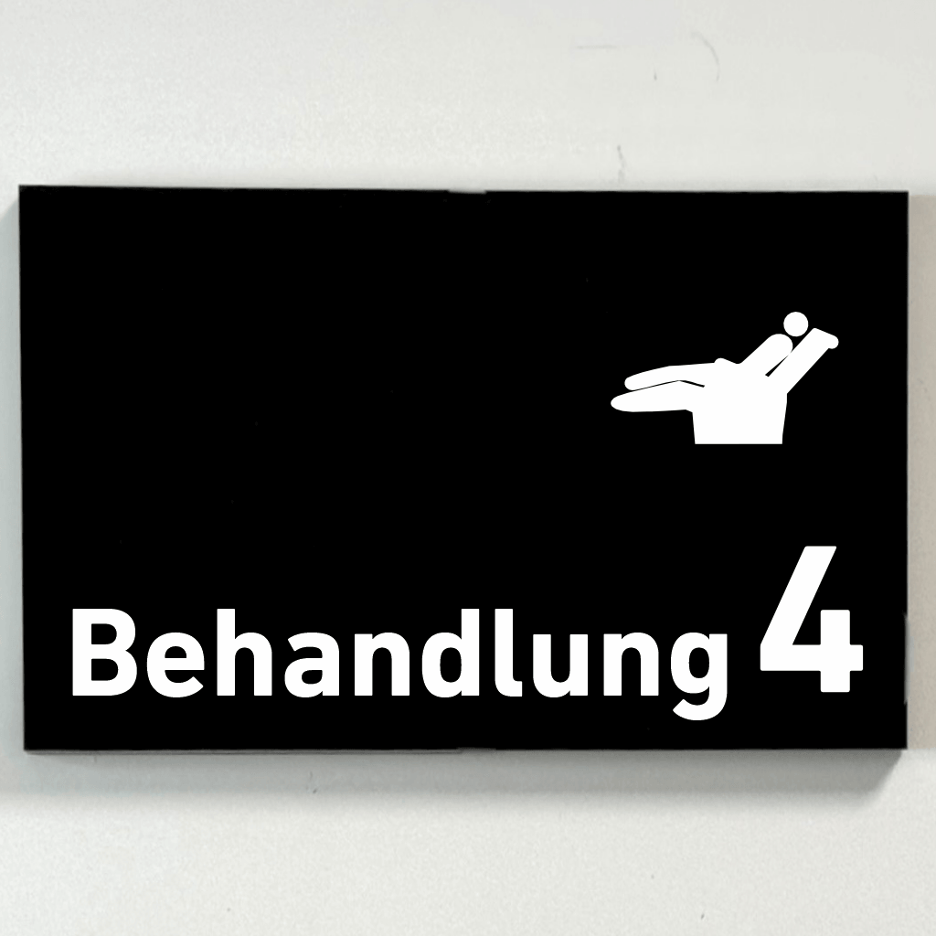 BEHANDLUNG 1-9 Zahnarzt Praxisschild Acrylglas - Folienaufkleber in 130 x 200 mm zum Kleben