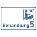 Behandlung 1-9 mit Piktogramm-Praxisschild-Acrylglas-Folienaufkleber in 130 x 200 mm zum Kleben